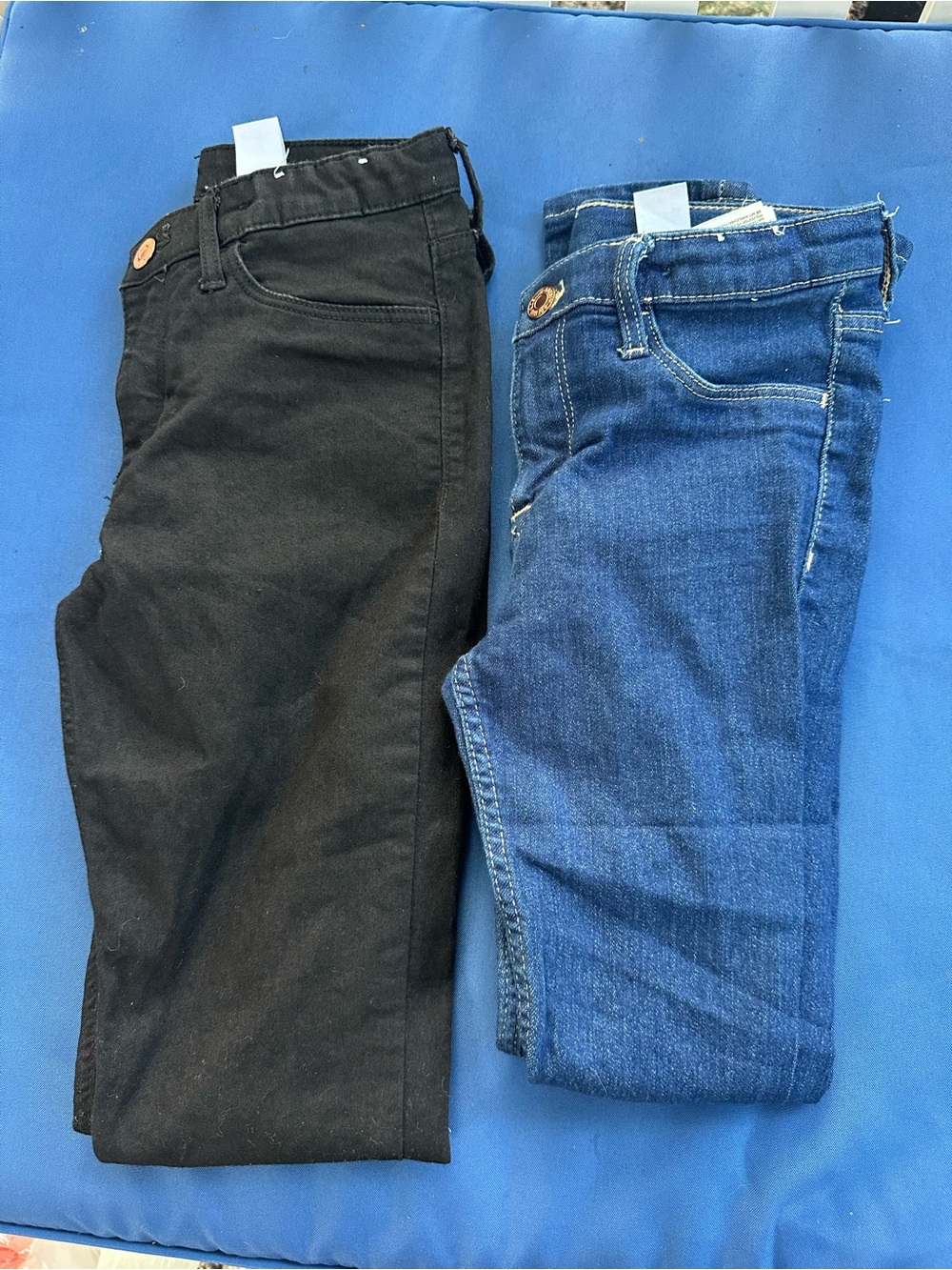 Girls Black and Blue Skinny Jeans Duo Size 9/10